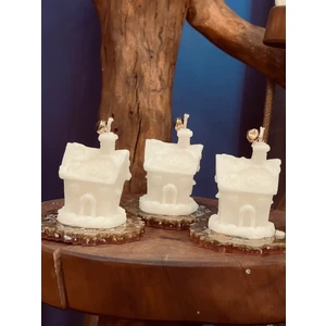 Christmas Yılbaşı Temalı 3'lü Noel Evi No 002 Dekoratif Mum Seti