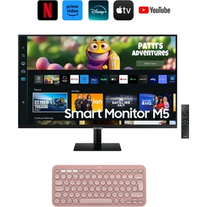 Akıllı TV 27'' 70 Ekran Wi-Fi Bağlantı Apple-Android Kablosuz Görüntü Aktarım Akıllı TV-Monitör 4ms 60hz 1920 x 1080 FullHD -HDR10 Slim Monitör TV-Logitech Kablosuz Klavye