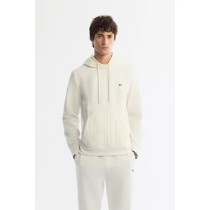 Erkek Ekru Kapüşonlu Baskılı Elastan Regular Fit Sweatshirt A42Y1262