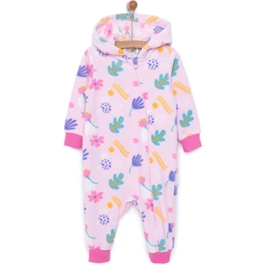 HelloBaby Basic Metraj Baskılı Polar Patiksiz Tulum Kız Bebek