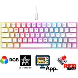 T60  Kırmızı Switch Rgb Klavye Kablolu Gaming Oyuncu Klavyesi