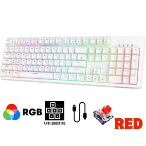 Beyaz Rgb Mavi Switch Q Gaming Tam Mekanik Kablolu Oyuncu Klavyesi K50 Bkb4