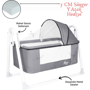 Chubby Baby First Class Portatif-Keten Tenteli Sepet Beşik Silinebilir Kumaş Füme