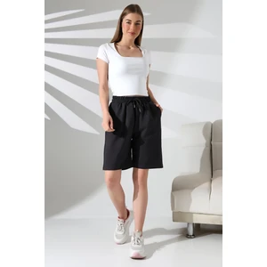 Rahat Kalıp Geniş Uzun Penye Pamuklu Unisex Şort 21823 Füme