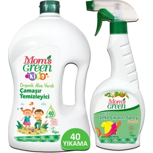 Mom's Green 2'li Set 1500 ml Çocuk Çamaşır Temizleyici (40 Yıkama) ve Bitkisel Leke Çıkarıcı 750 ml