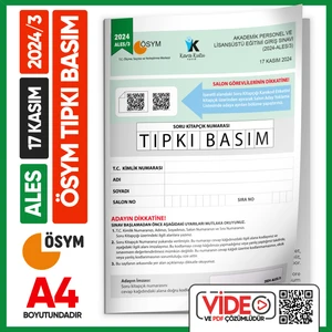 Karakutu Yayınları ALES 2024/3 ÖSYM Tıpkı Basım Çıkmış Soru Deneme Kitapçığı video ve Dijital Çözümlü Türkiye Geneli Değerlendirme