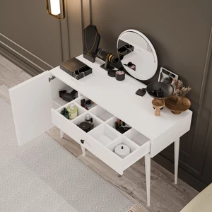Love Aynalı (Ahşap Ayaklı)Mdf Profil Çerçeveli Çekmeceli - Kapaklı 120  cm  Makyaj Masası