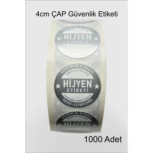 Çılgın Etiket Hijyen Etiketi Güvenlik Etiketi 4cm Çap Gümüş Baskı 1000 Adet