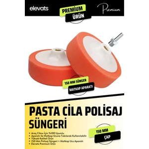 Premium 150 mm Pasta Cila Polisaj Süngeri ve Matkap Aparatı