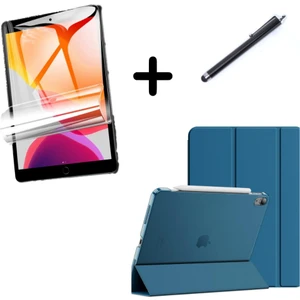Apple iPad Air 4/5. Nesil 10.9 Kılıf Set Pu Deri Smart Tablet Kilifi Ekran Koruyucu + Kalem (10.nesil Değildir)