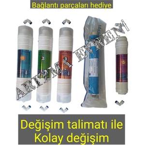 Su Arıtma 5 Li Filtre Seti( Değiştirme Klavuzu ile Kolay Değişim)