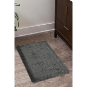 Doğal Kaymaz Taban Banyo Paspas Uzun Ömürlü Yumuşak Dokulu Su Emici Yıkanabilir Yazılı Paspas Antrasit Happy 60x100