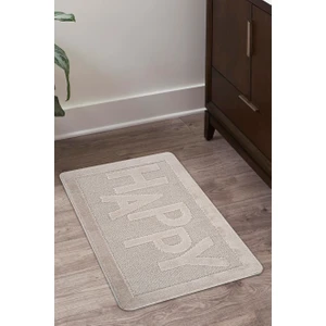 Doğal Kaymaz Taban Banyo Paspas Uzun Ömürlü Yumuşak Dokulu Su Emici Yıkanabilir Yazılı Paspas Vizon Happy 60x100