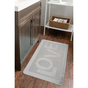Doğal Kaymaz Taban Banyo Paspas Uzun Ömürlü Yumuşak Dokulu Su Emici Yıkanabilir Yazılı Paspas Gri Love 60x100
