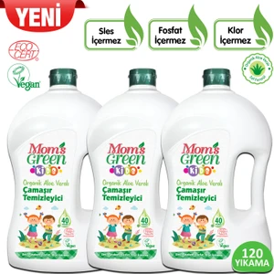 Mom's Green 3'lü Set- Mom's Green Çocuk Organik Çamaşır Temizleyici 1500 ml x 3 Adet ( 120 Yıkama )