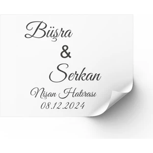 Butik Sosyetik Nişan, Nikah Hatırası Çikolata Etiketi 4x4 cm 54 Adet