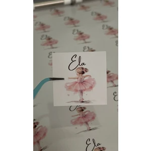 Butik Sosyetik Balerin Kızlı Çikolata Etiketi 3,8x3,8 cm 54 Adet