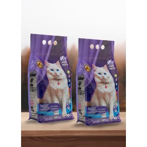 2X10 Litre Lavanta Kokulu Doğal Bentonit Kedi Kumu Premium Cat Litter Tozsuz ve Süper Topaklanan