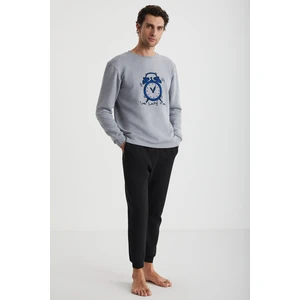 Time Saat Nakışlı Pijama Sweatshirt