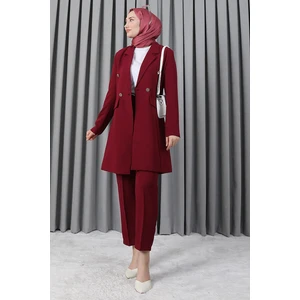 Blazer Ceket Takım Vişne