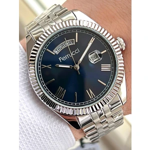 Rolex Model Çelik Kordon Takvimli Kadran 30 mt Suya Dayanıklı Erkek Kol Saati FEC.13029M03