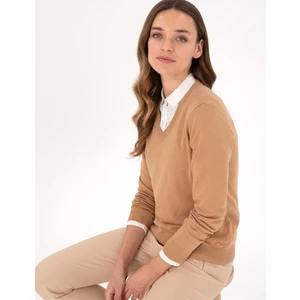 Pierre Cardin Kadın Camel Slim Fit Basic Kazak 50300803-VR015