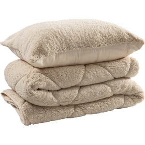 Idaş Sharpa Peluş Çift Kişilik Yorgan Seti Bej