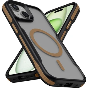 Apple iPhone 13 Kılıf Magsafeli Airbag Şeritli Renkli Kenar Lamer Kapak Titanyum Gold