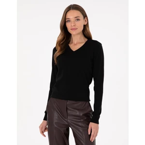 Pierre Cardin Kadın Siyah Slim Fit Basic Kazak 50300803-VR046