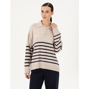 Pierre Cardin Kadın Ekru Comfort Fit Kazak 50300147-VR019