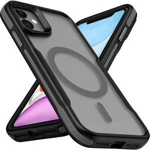 Apple iPhone 12 Kılıf Magsafeli Airbag Şeritli Renkli Kenar Lamer Kapak Gri