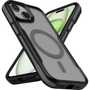 Apple iPhone 13 Kılıf Magsafeli Airbag Şeritli Renkli Kenar Lamer Kapak Gri