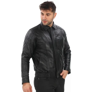 Erkek Beli Lastikli Retro Hakiki Deri Mont