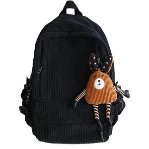 Kadife Okul Çantası Ortaokul Öğrencisi Ortaokul Öğrencisi Ins Kolej Sırt Çantası Sonbahar ve Kış Yeni Düz Renk Kadife Sırt Çantası (Yurt Dışından)