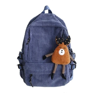 Kadife Okul Çantası Ortaokul Öğrencisi Ortaokul Öğrencisi Ins Kolej Sırt Çantası Sonbahar ve Kış Yeni Düz Renk Kadife Sırt Çantası (Yurt Dışından)