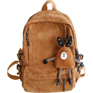 Kadife Okul Çantası Ortaokul Öğrencisi Ortaokul Öğrencisi Ins Kolej Sırt Çantası Sonbahar ve Kış Yeni Düz Renk Kadife Sırt Çantası (Yurt Dışından)