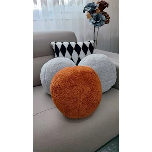 3'lü Top Kırlent / Yastık 2 Büyük Gri - 1 Büyük Kiremit ( 40CM / 40CM)