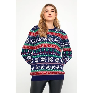 Lacivert-Kırmızı Kadın Christmas Yılbaşı KAZAĞI-KDNCRS001R03M