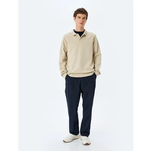 Pamuklu Interlok Kumaş Polo Yaka Sweatshirt