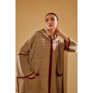 Kadın Vizon Tribal Desen Cepli Panço