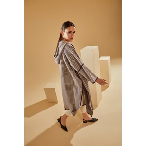 Kadın Lila Tribal Desen Cepli Panço