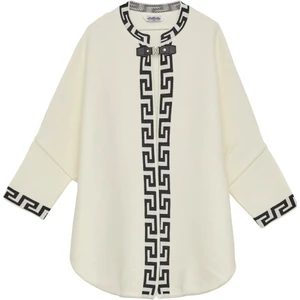 uludağ triko Kemik Geometrik Desenli Mevsimlik Kadın Panço