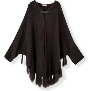 Kadın Kahve Kapüşonlu Dokulu Panço