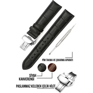 20 mm Fossil-Welder-Casio-Seiko-Omega-Armani Saat Uyumlu Klipsli Hakiki Deri Saat Kordonu LS35-20 mm