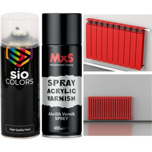 Sio Colors Isıya Dayanıklı Petek-Kalorifer-Radyatör-Klima Sprey Boya Seti 400 ml + Vernik 400 ml