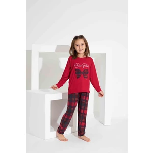 Ekose Desenli Kız Çocuk Termal Pijama Takımı 2820KK