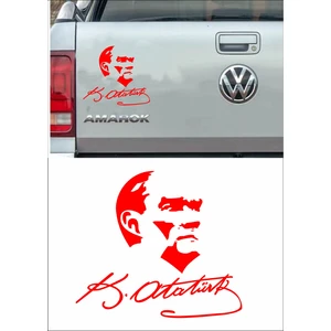Sticker Usta Atatürk Silüet Atatürk Imza Sticker Araba Oto Motosiklet Karavan Sticker 00619