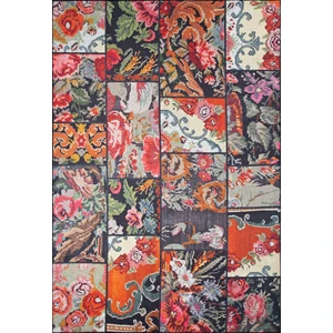 Patchwork Desenli Salon Halısı, Jazz Şönil |Pamuk-Polyester| Siyah Halı Al 153