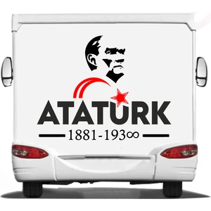 Sticker Usta Atatürk Yazı ve Silüet Ay Yıldız Sticker Etiket Araba Oto Motosiklet Karavan Sticker 00621