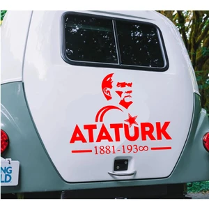 Sticker Usta Atatürk Yazı ve Silüet Ay Yıldız Sticker Etiket Araba Oto Motosiklet Karavan Sticker 00621
